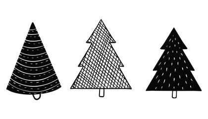 set of christmas trees vector