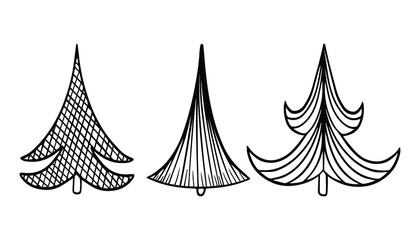 set of christmas trees vector