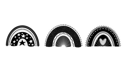 black and white boho rainbow vector