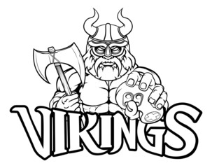 Viking Gamer Gladiator Warrior Controller Mascot