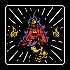 vintage style japanese ghost kasa obake illustration