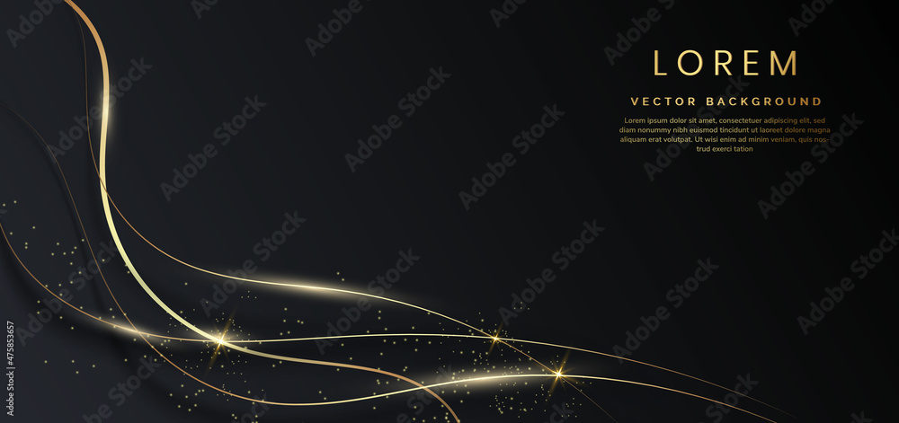 Aufkleber abstract template black luxury background 3d overlapping with gold lines curve sparking. luxury styl