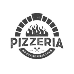 Pizza Logo, Vintage Retro Pizza Pizzeria Restaurant Label Emblem Sticker Badge logo design