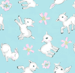 Seamless fabric pattern for kids.  Nursery pattern, vector illustration. Can be used for baby bedding, wallpaper, nursery decor, kids wear, baby shower, kids room decor.