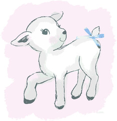 Cute lamb print design for baby T-shirt design vector. Can be used for baby clothes print, fashion print design, kids wear, baby shower celebration greeting and invitation card.