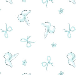 Seamless fabric pattern for kids.  Nursery pattern, vector illustration. Can be used for baby bedding, wallpaper, nursery decor, kids wear, baby shower, kids room decor.