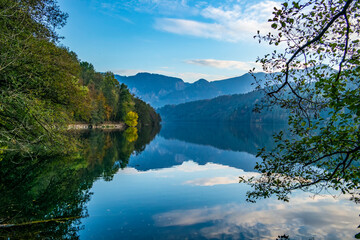 View along the Levico lake, Trento - Italy