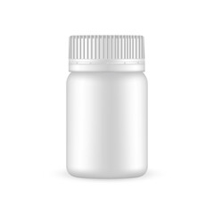 Plastic Jar with Screw Cap for Medical Products. Vector Illustration