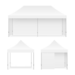 Outdoor Canopy Tent, Rectangular and Square Mockup, Isolated on White Background. Vector Illustration © Evgeniy Zimin