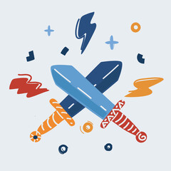 Vector illustration of Fight of sword.