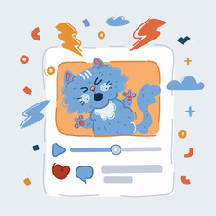 Naklejka premium Vector illustration of Video with funny video with cat