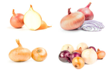 Set of Bulb of onion isolated on a white background cutout