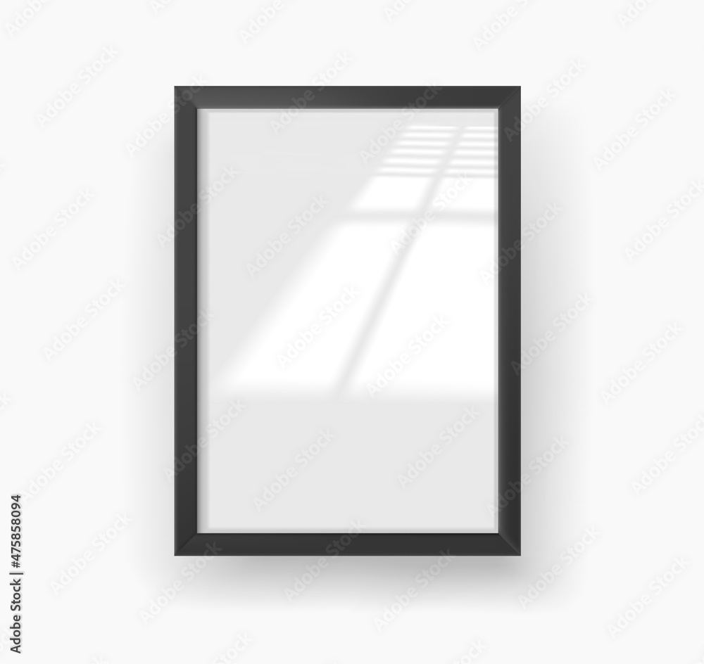 Poster Empty vertical photo frame with shadow overlay effect