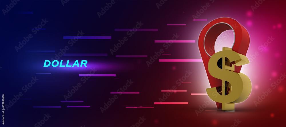 Poster 3d rendering dollar symbol with navigation