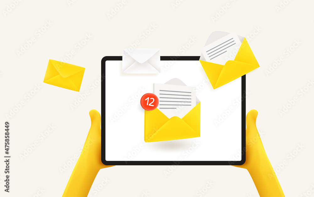 Poster Receiving new mail messages concept. 3d vector banner with copy space