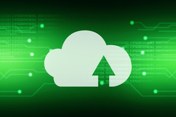 2d illustration Cloud with uploading arrow 
