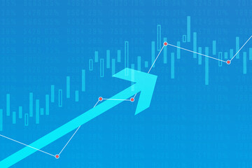 2d rendering Stock market online business concept. business Graph with lock
