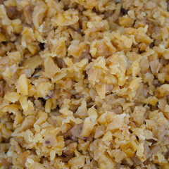 Chopped ground and pickled turnip (chopped preserved radish), or hua chai po, It's an ingredient for asian style dish. Spot focus.