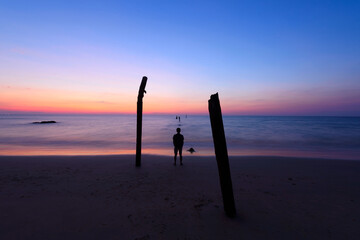 Looking at view sunset sky at Pilai beach