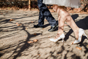 young couple in love holding hands and looking into the distance