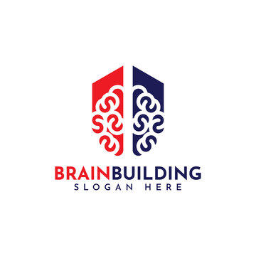 Brain building logo vector, suitable for construction, real estate, mortgage, health, medical or any business related to building and brain.