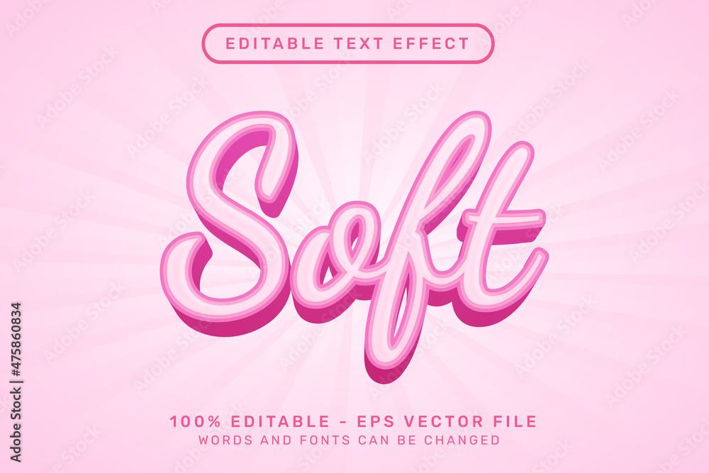 Poster soft pink 3d text effect and editable text effect	