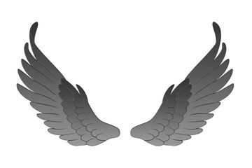 wings vector solid illustration angle tattoo design wide white background