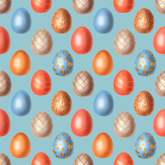 Seamless pattern with easter eggs. Holiday background