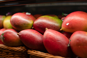 Mango in a basket in a supermarket