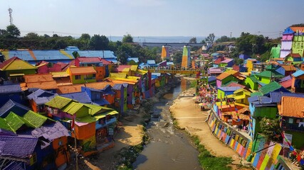 Fototapeta na wymiar Jodipan : Rainbow Village, Malang, East Java, Indonesia