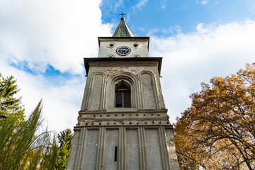 Fototapeta na wymiar tower of the church, Church of St. Apostol Iacob, Campulung Muscel City, Romania 