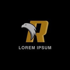 simple alphabet logo sport concept with eagle head combination