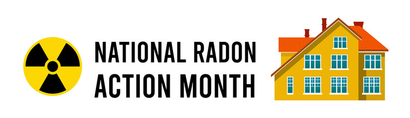 National Radon Action Month. Illustration on white