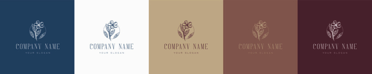 floral vector vintage nature feminine logo template graphic