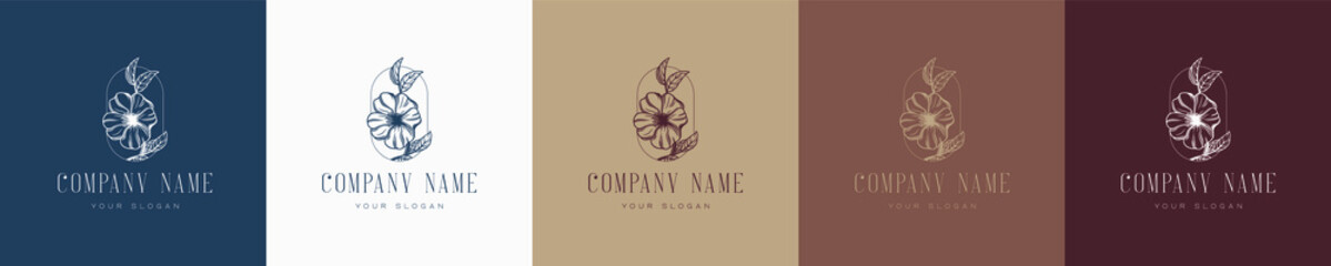 floral vector vintage nature feminine logo template graphic
