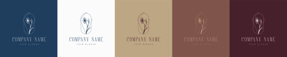 floral vector vintage nature feminine logo template graphic