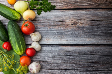 Vegetables. Healthy eating. Wooden background.