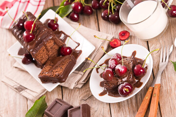 Chocolate pound cake with cherries.