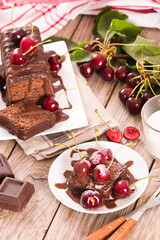 Chocolate pound cake with cherries.