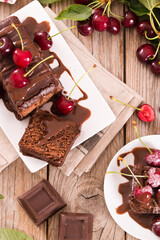 Chocolate pound cake with cherries.