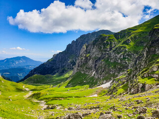 landscape in summer, Malaiesti Valley, Bucegi Mountains, Romania 