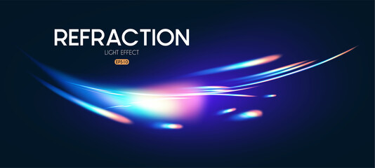 Morion light effect. Shining magic background. Transparent refraction elements