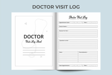 KDP ready logbook. Doctor visiting logbook KDP interior. Health Care Log Book and medical Tracker. Medical Visit Log Book. Medical notebook. Stethoscope vector.