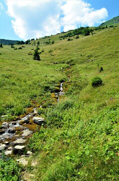 Moses' springs are springs of water interesting falling down from stone wall on south-west downhill of mountain Hromove in Mala Fatra, Slovakia