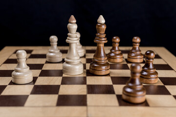 Chess kings stand face to face opposite each other on the chessboard. Concept clarification of...