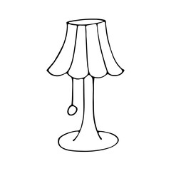 Obraz premium Sketch of a floor lamp. Vector illustration of a lamp, a table lamp. Doodle style. Object for interior design