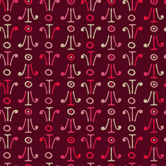 Seamless repeatable pattern with hand drawn rounded elements forming an ornament 