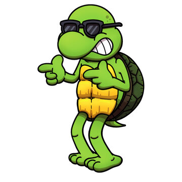 Cool Cartoon Turtle Wearing Sunglasses