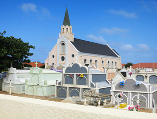 Obraz premium Aruba is an island country in the mid-south of the Caribbean Sea, about 29 kilometres north of the Venezuelan peninsula of Paraguaná and 80 kilometres northwest of Curaçao.