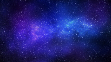 Fototapeta na wymiar Night starry sky and bright blue galaxy, horizontal background
